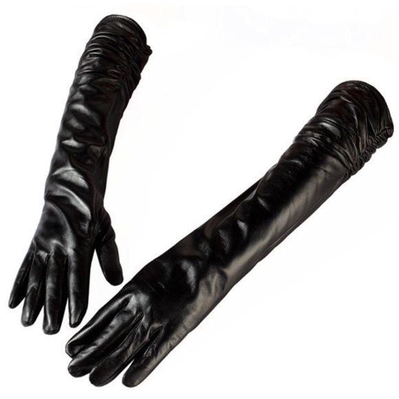 Leather Cashmere Lined Ruched Gloves C16 - Picture 4 of 8